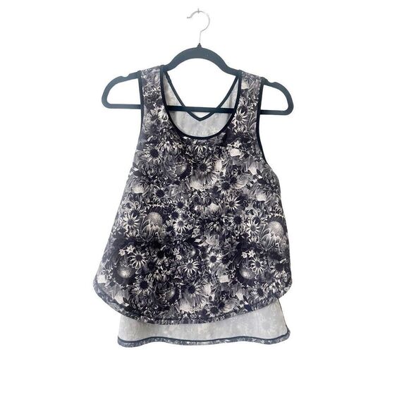 Lululemon Splint Singlet‎ Flowabunga Black and White Sleeveless Tank - Picture 1 of 3